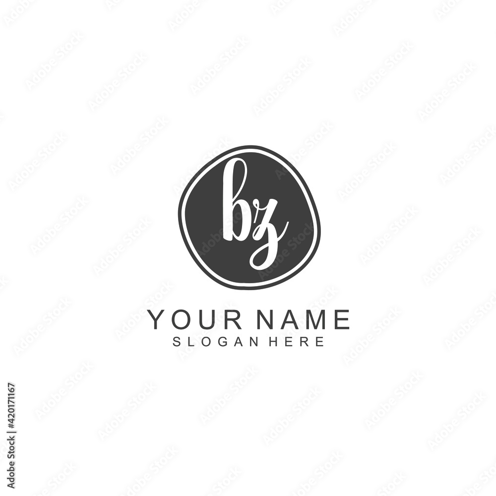 BZ beautiful Initial handwriting logo template