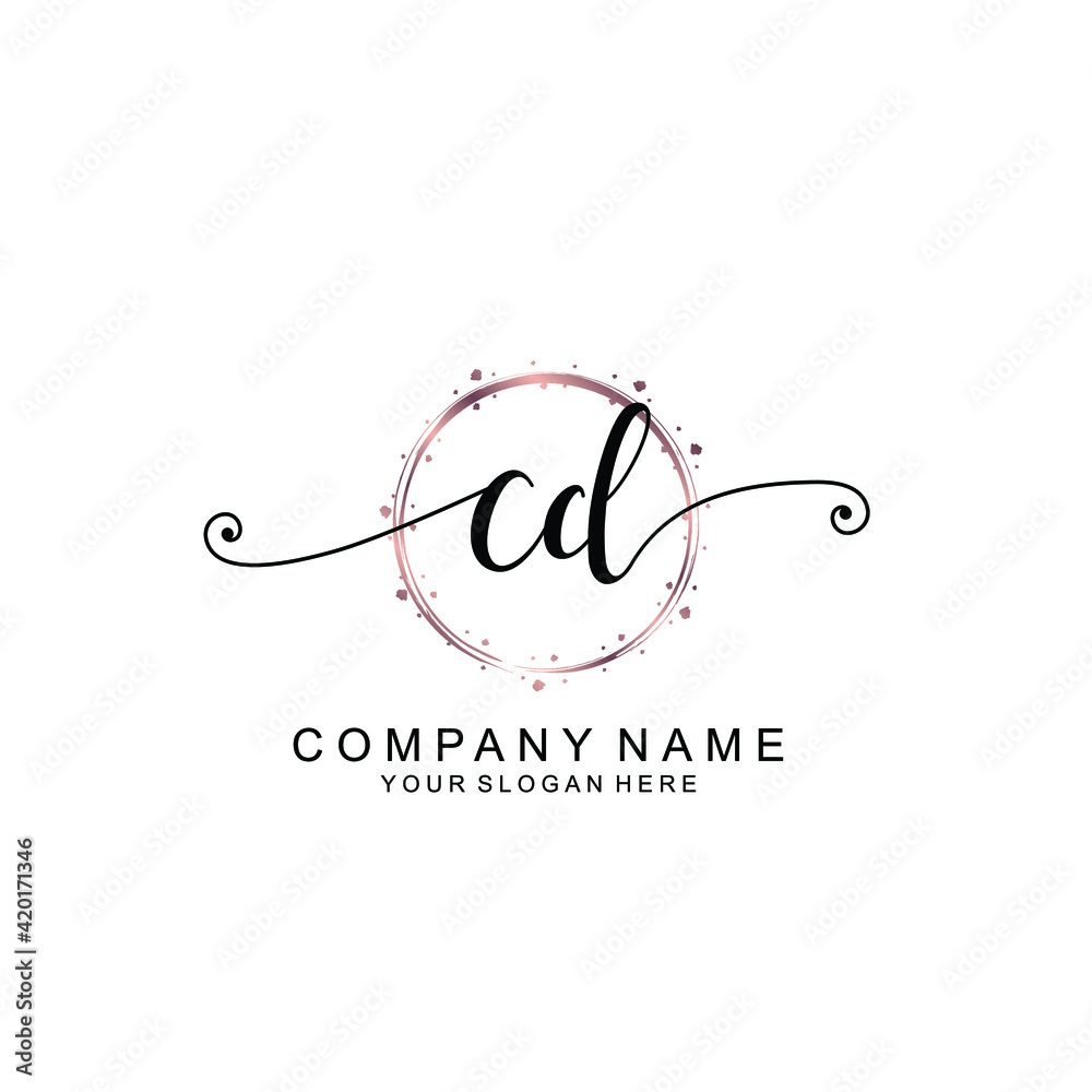 CD beautiful Initial handwriting logo template CD beautiful Initial handwriting logo template