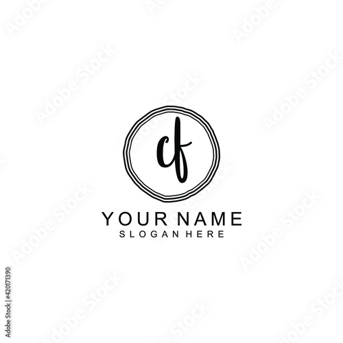 CF beautiful Initial handwriting logo template