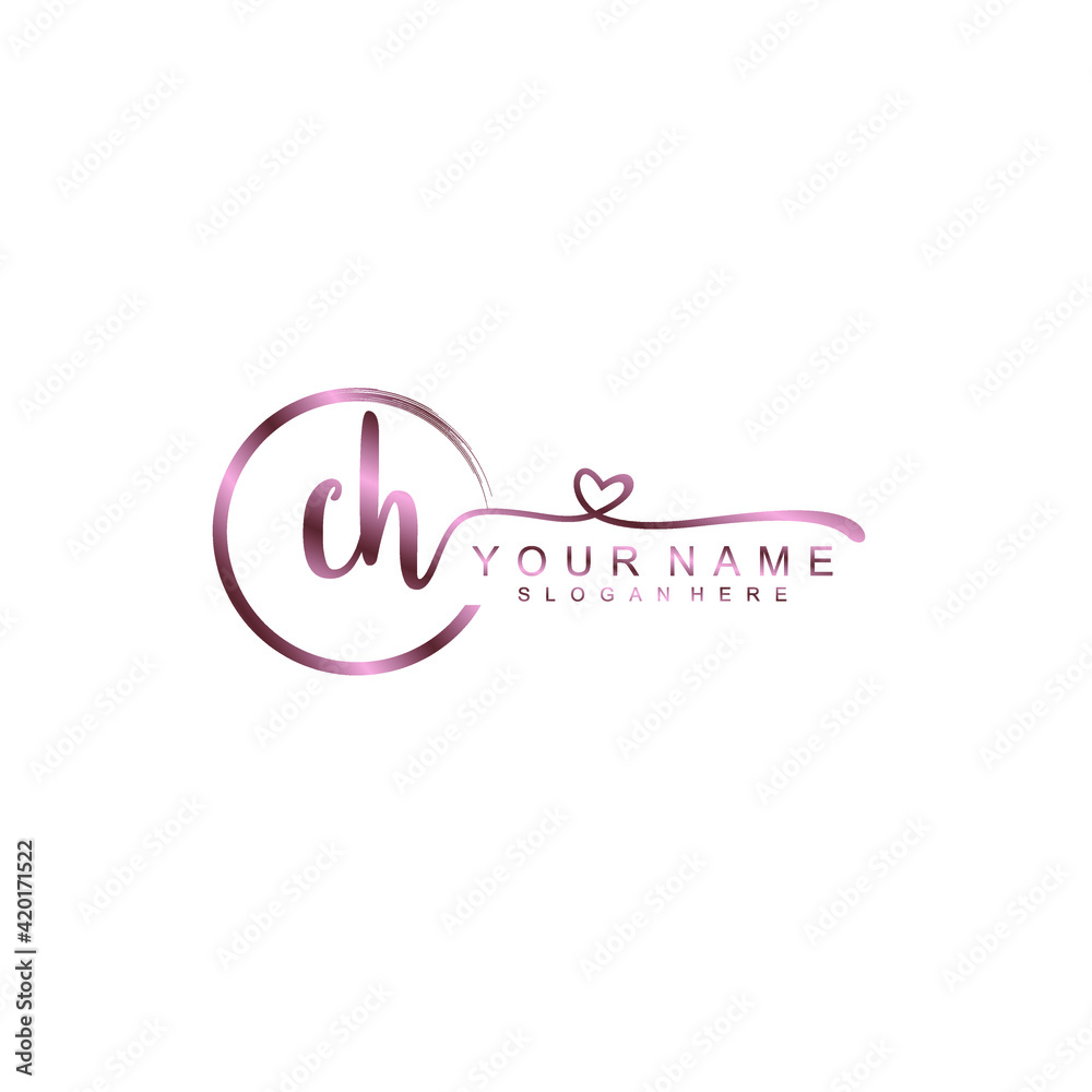 CH beautiful Initial handwriting logo template