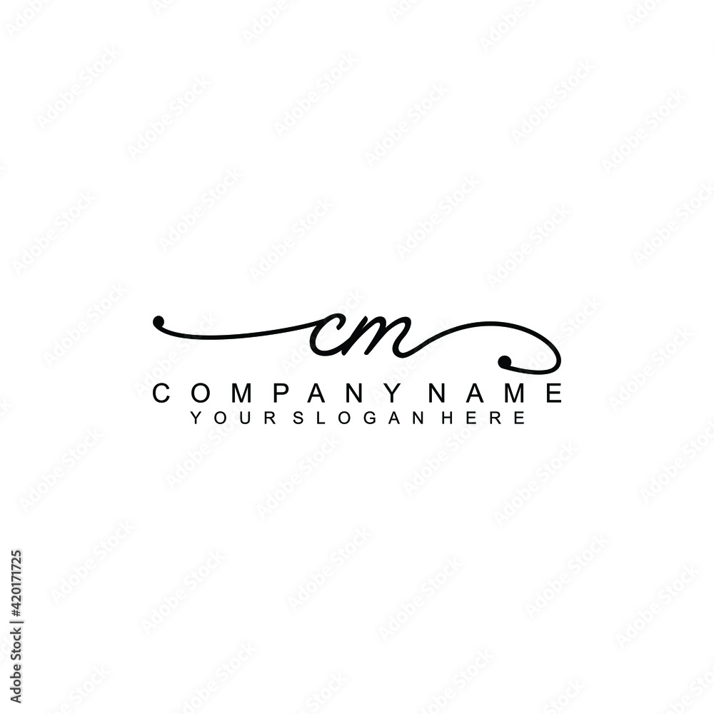 CM beautiful Initial handwriting logo template CM beautiful Initial handwriting logo template
