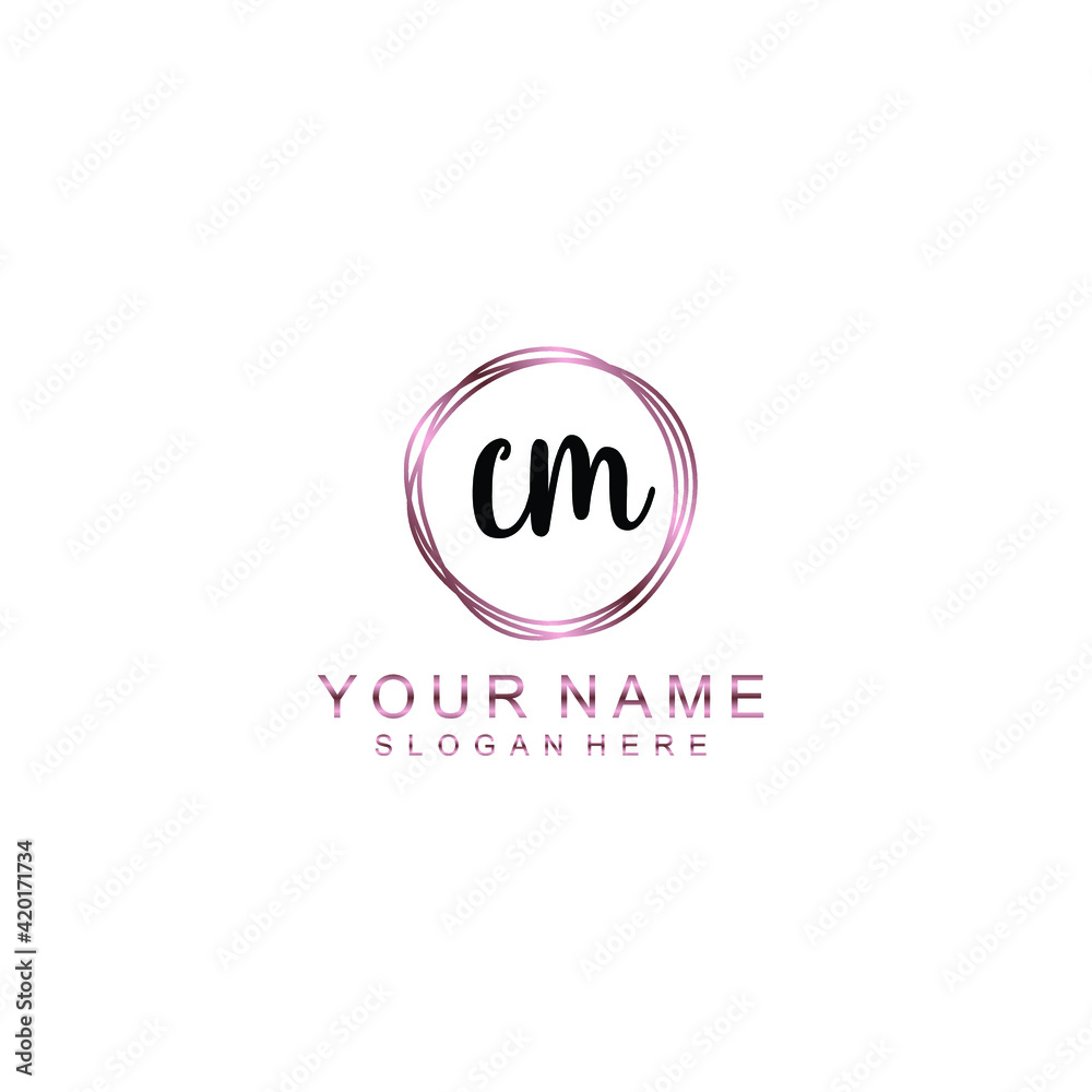CM beautiful Initial handwriting logo template CM beautiful Initial handwriting logo template