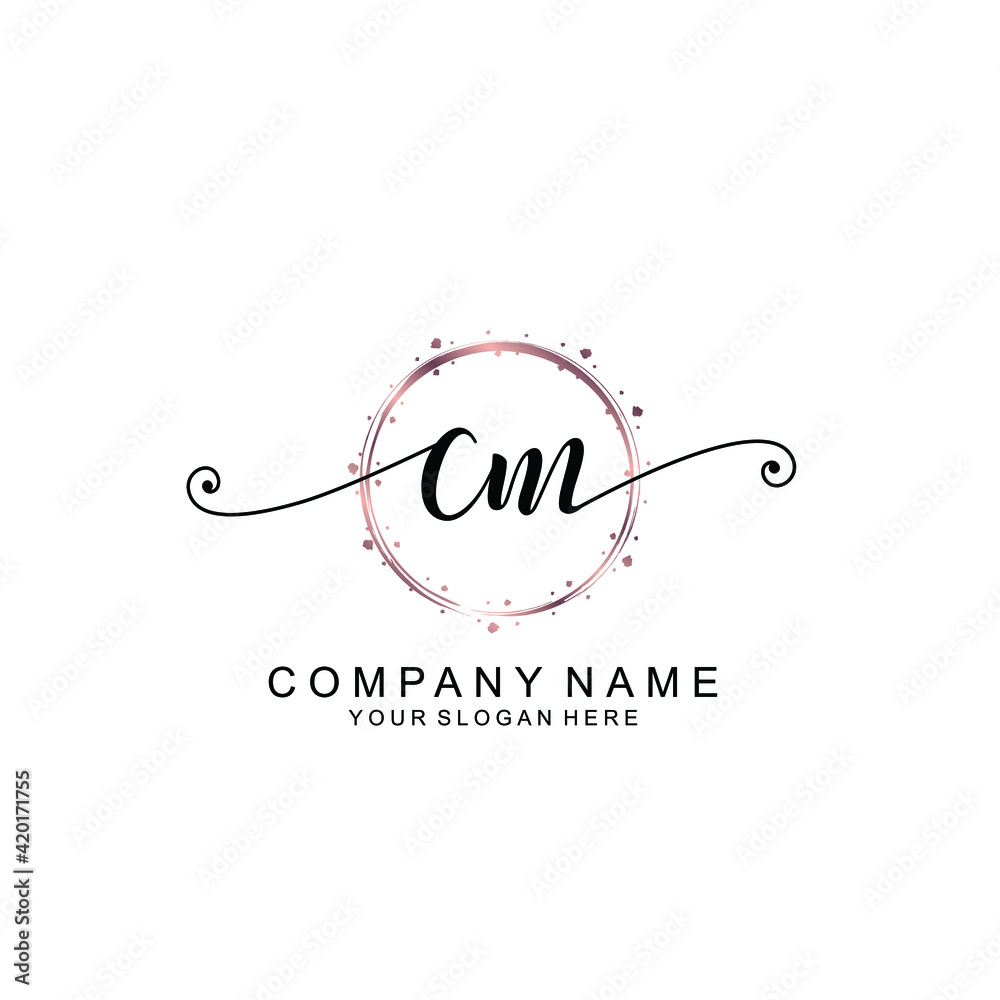 CM beautiful Initial handwriting logo template