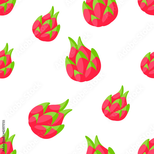 Delicious ripe dragon fruit seamless pattern vector illustration, seamless pattern for textile or wrapping