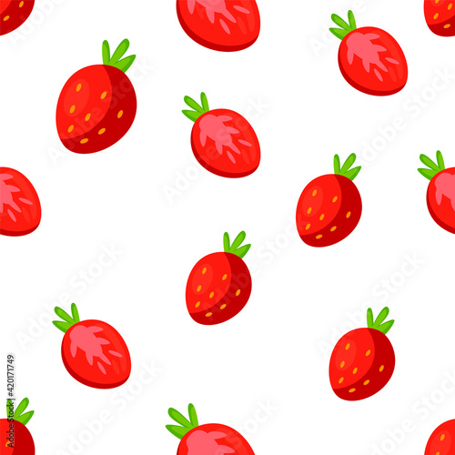 Delicious ripe strawberry seamless pattern vector illustration, seamless pattern for textile or wrapping