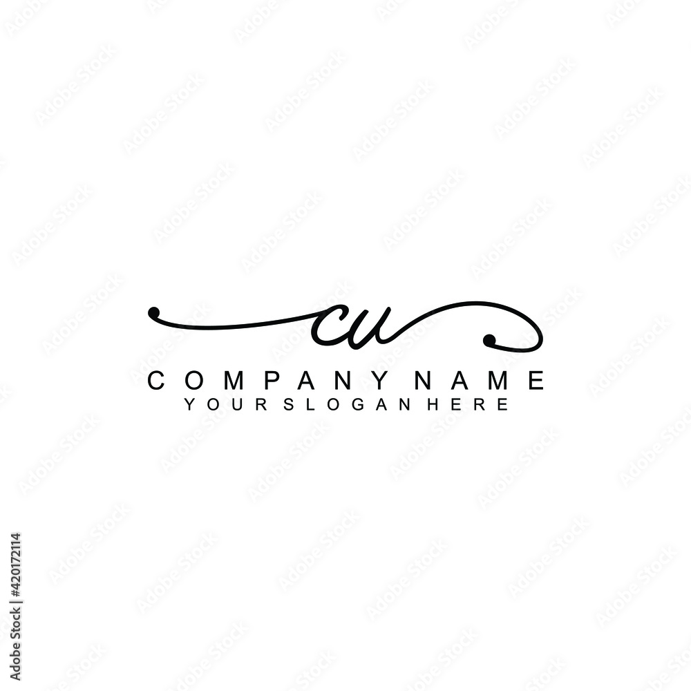 CV beautiful Initial handwriting logo template CV beautiful Initial handwriting logo template
