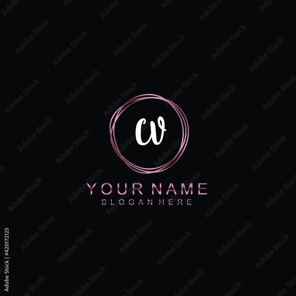 CV beautiful Initial handwriting logo template CV beautiful Initial handwriting logo template