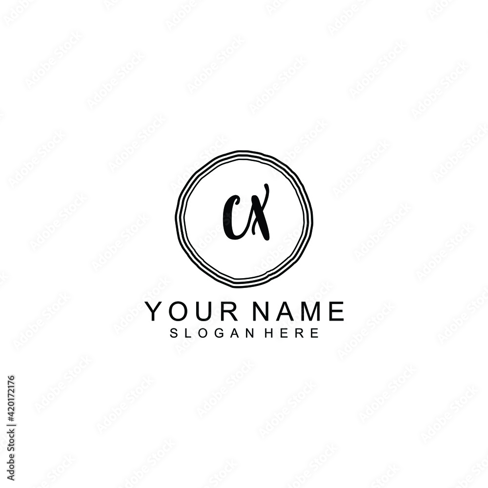 CX beautiful Initial handwriting logo template CX beautiful Initial handwriting logo template