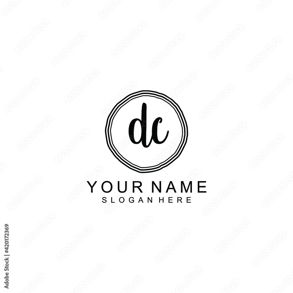 DC beautiful Initial handwriting logo template DC beautiful Initial handwriting logo template