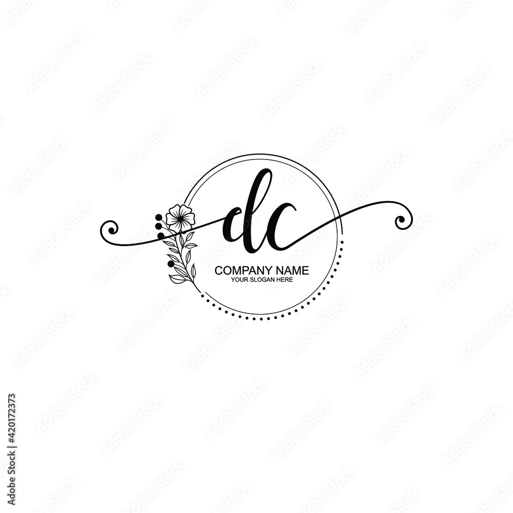 DC beautiful Initial handwriting logo template DC beautiful Initial handwriting logo template