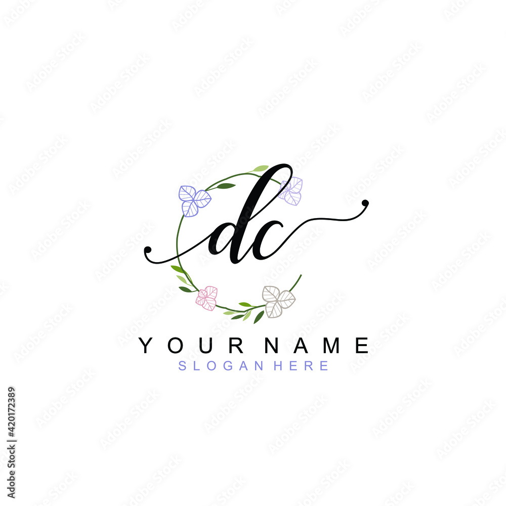 DC beautiful Initial handwriting logo template DC beautiful Initial handwriting logo template