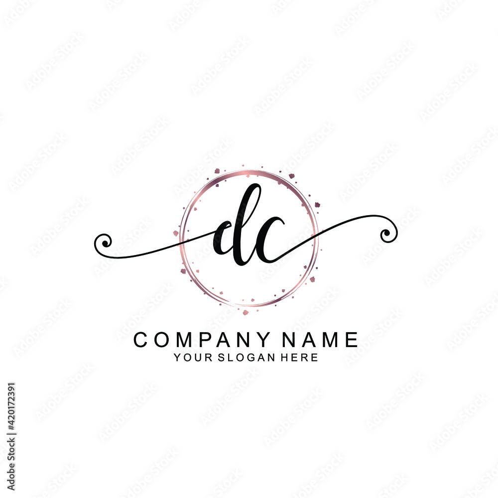 DC beautiful Initial handwriting logo template DC beautiful Initial handwriting logo template
