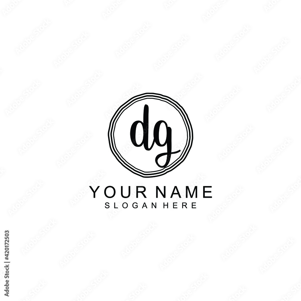 DG beautiful Initial handwriting logo template