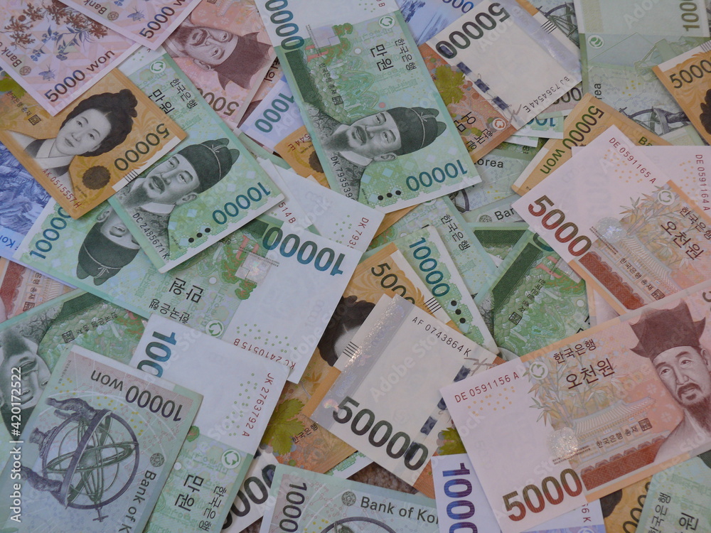 Obraz premium Korean Won Banknotes