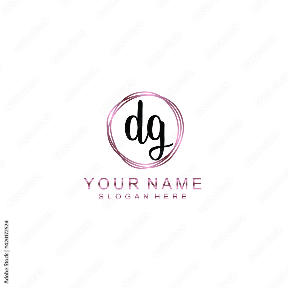 DG beautiful Initial handwriting logo template DG beautiful Initial handwriting logo template