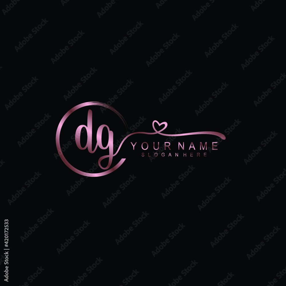DG beautiful Initial handwriting logo template