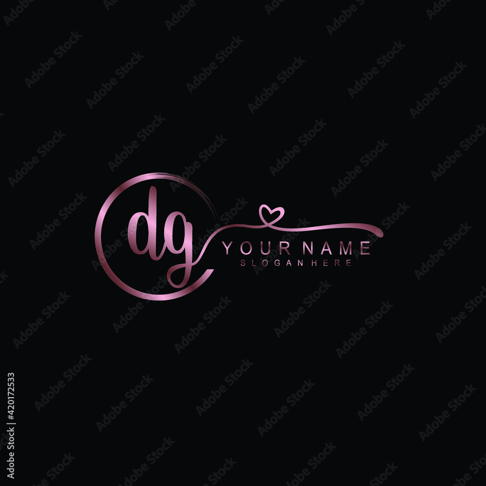 DG beautiful Initial handwriting logo template DG beautiful Initial handwriting logo template