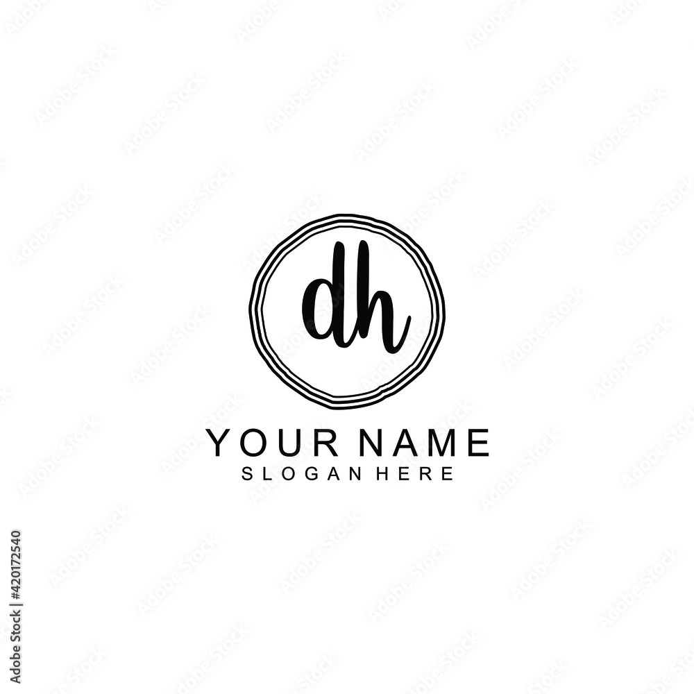 DH beautiful Initial handwriting logo template