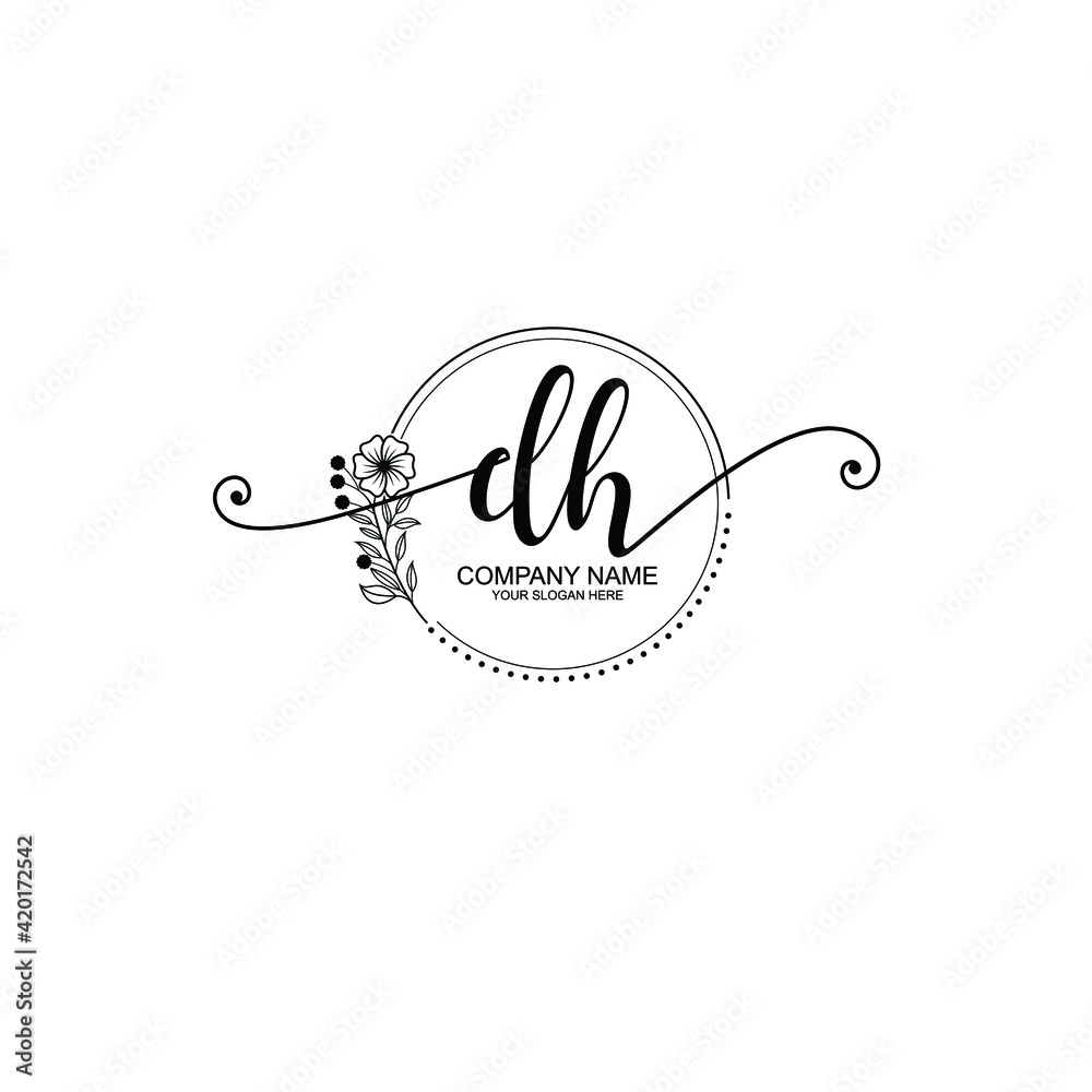 DH beautiful Initial handwriting logo template DH beautiful Initial handwriting logo template