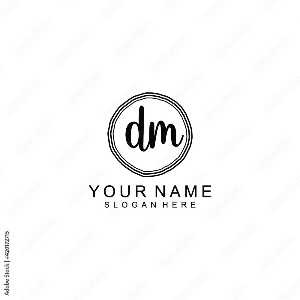 DM beautiful Initial handwriting logo template DM beautiful Initial handwriting logo template