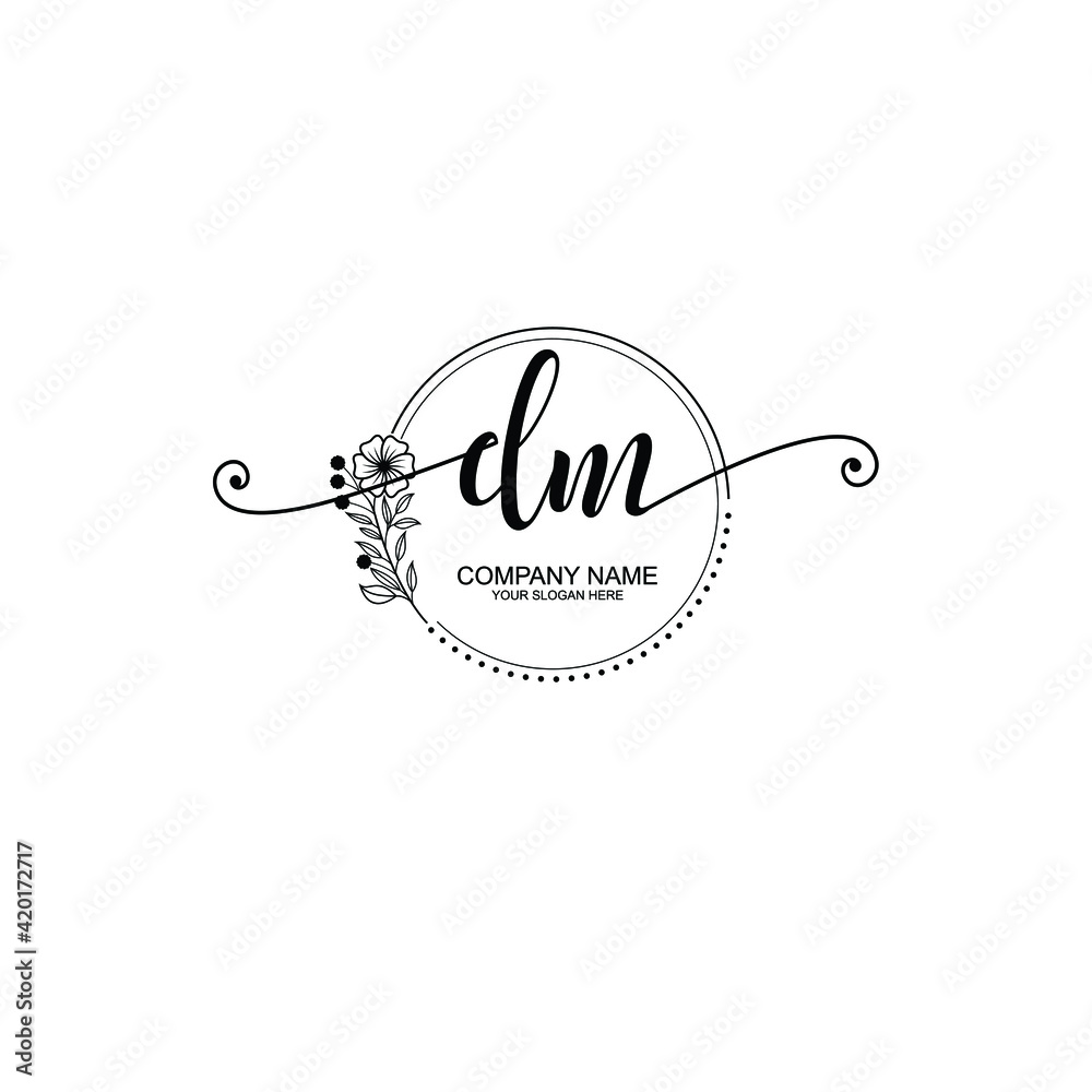DM beautiful Initial handwriting logo template DM beautiful Initial handwriting logo template