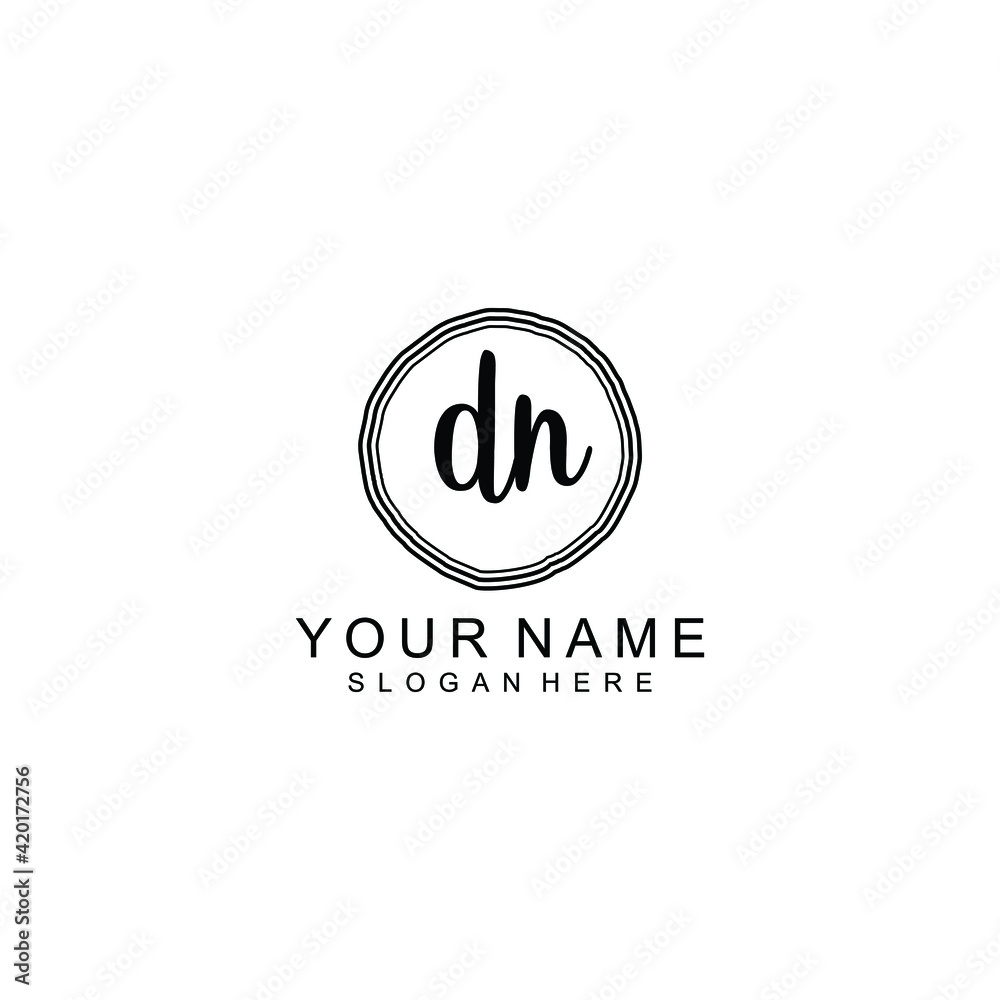 DN beautiful Initial handwriting logo template DN beautiful Initial handwriting logo template