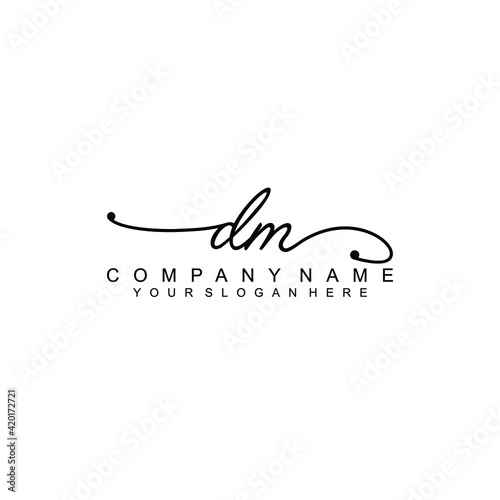 DM beautiful Initial handwriting logo template
