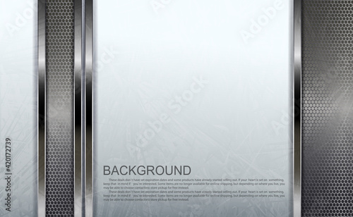 White textured background, mesh rectangular frames with a metallic border