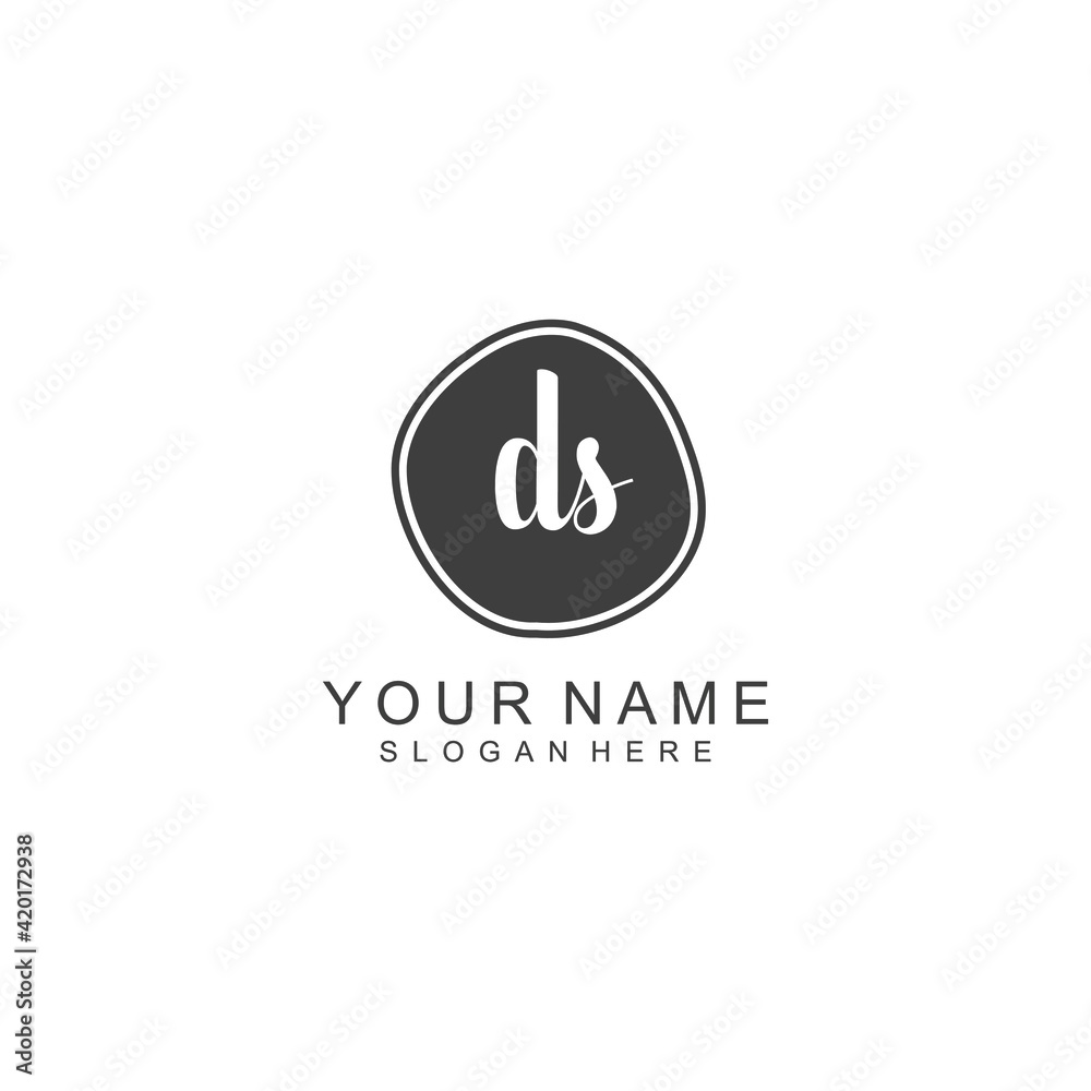 DS beautiful Initial handwriting logo template DS beautiful Initial handwriting logo template
