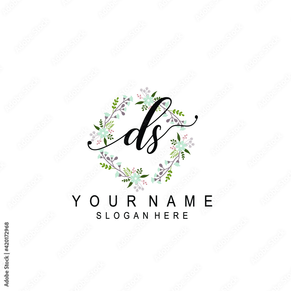 DS beautiful Initial handwriting logo template DS beautiful Initial handwriting logo template