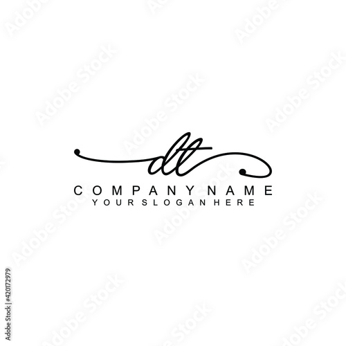 DT beautiful Initial handwriting logo template