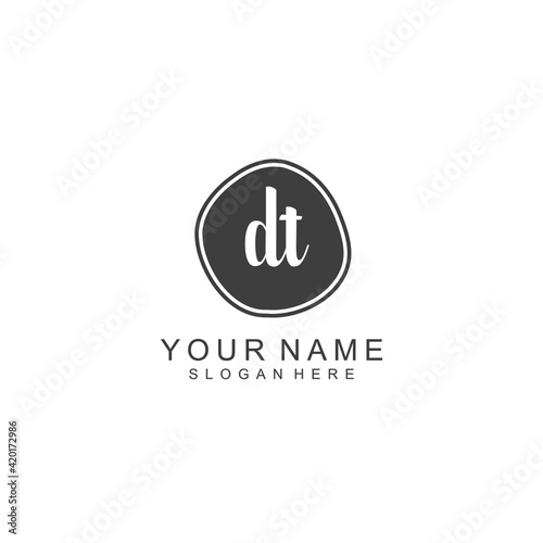 DT beautiful Initial handwriting logo template