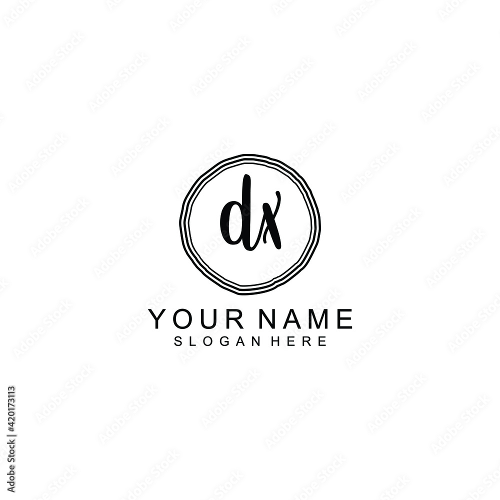 DX beautiful Initial handwriting logo template