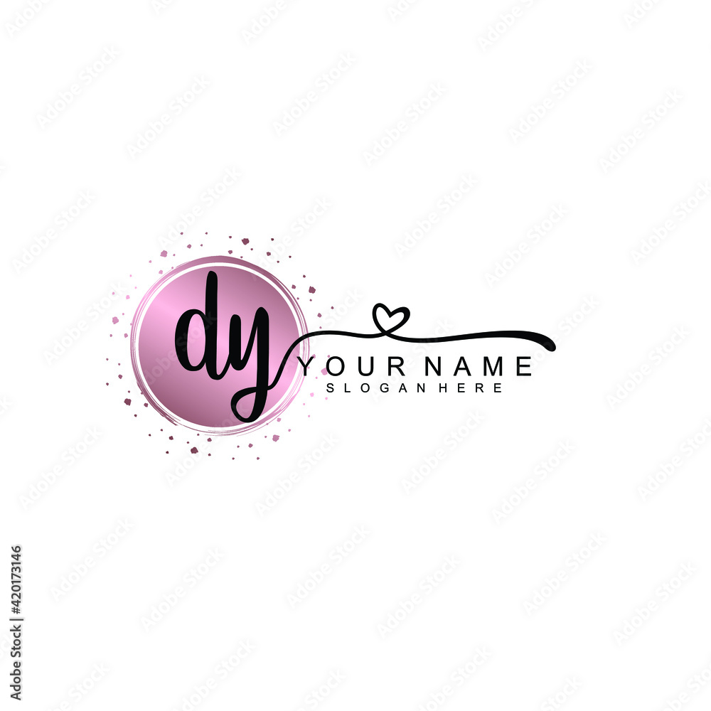 DY beautiful Initial handwriting logo template
