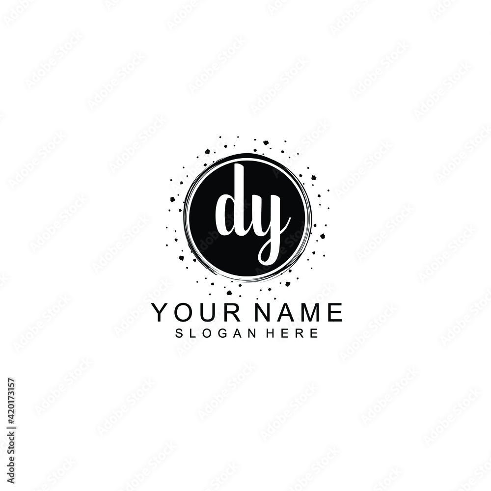 DY beautiful Initial handwriting logo template DY beautiful Initial handwriting logo template