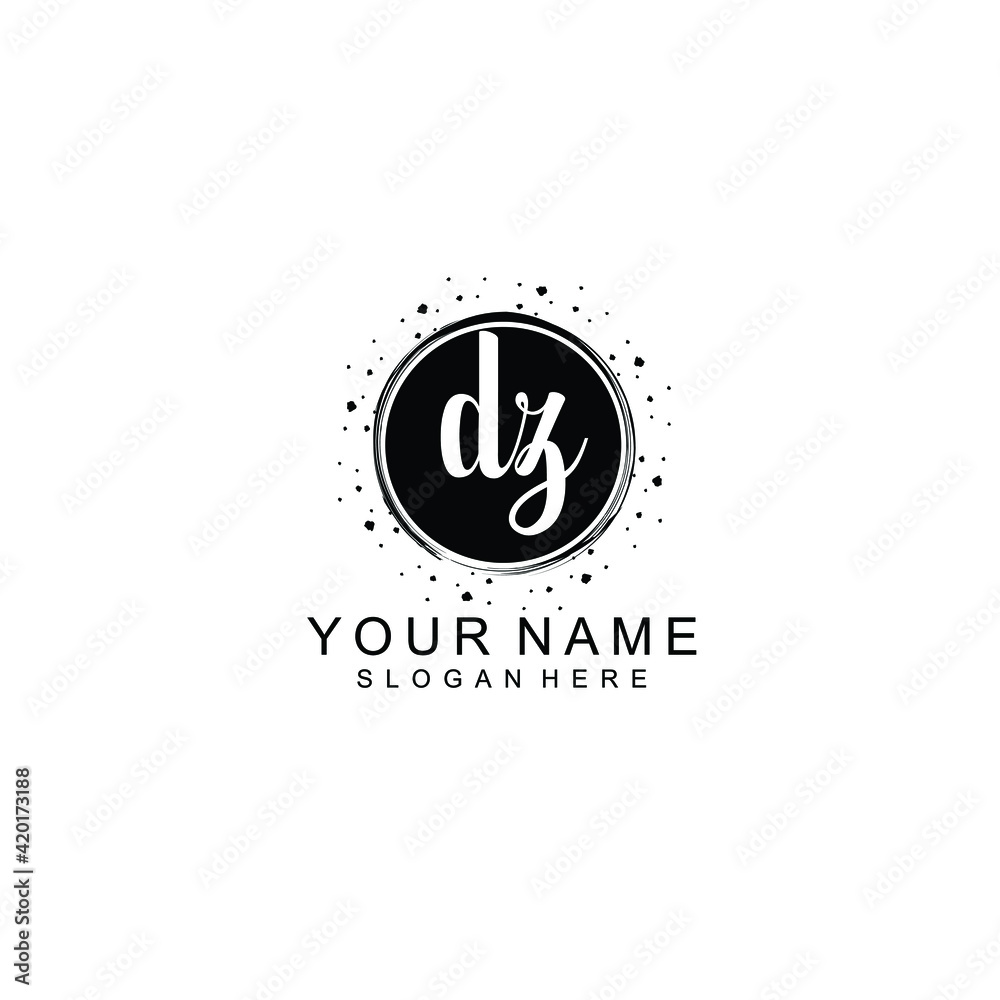 DZ beautiful Initial handwriting logo template DZ beautiful Initial handwriting logo template