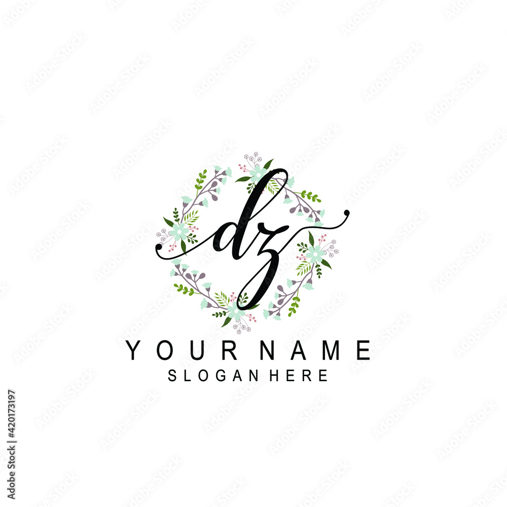 DZ beautiful Initial handwriting logo template DZ beautiful Initial handwriting logo template