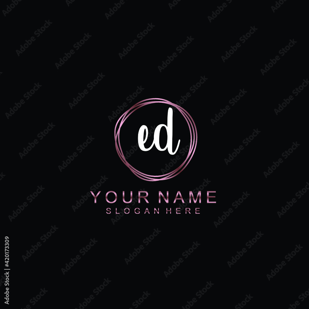 ED beautiful Initial handwriting logo template ED beautiful Initial handwriting logo template