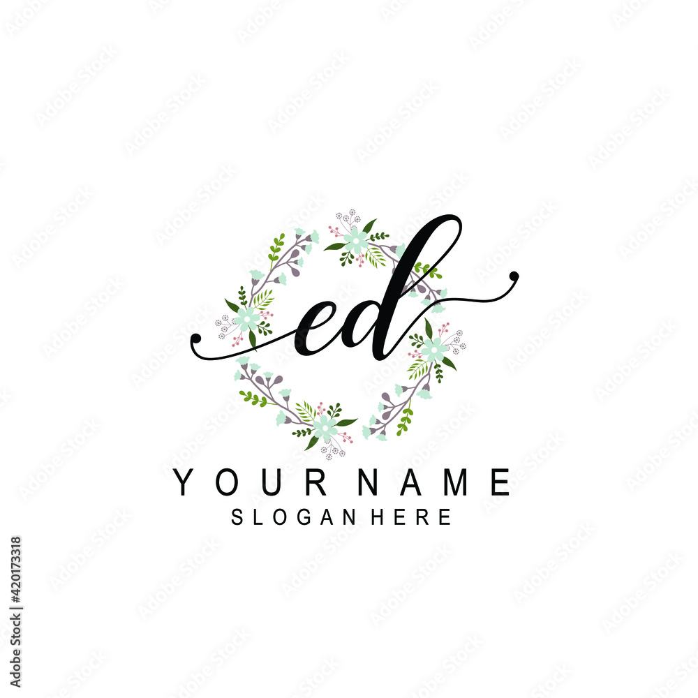 ED beautiful Initial handwriting logo template ED beautiful Initial handwriting logo template