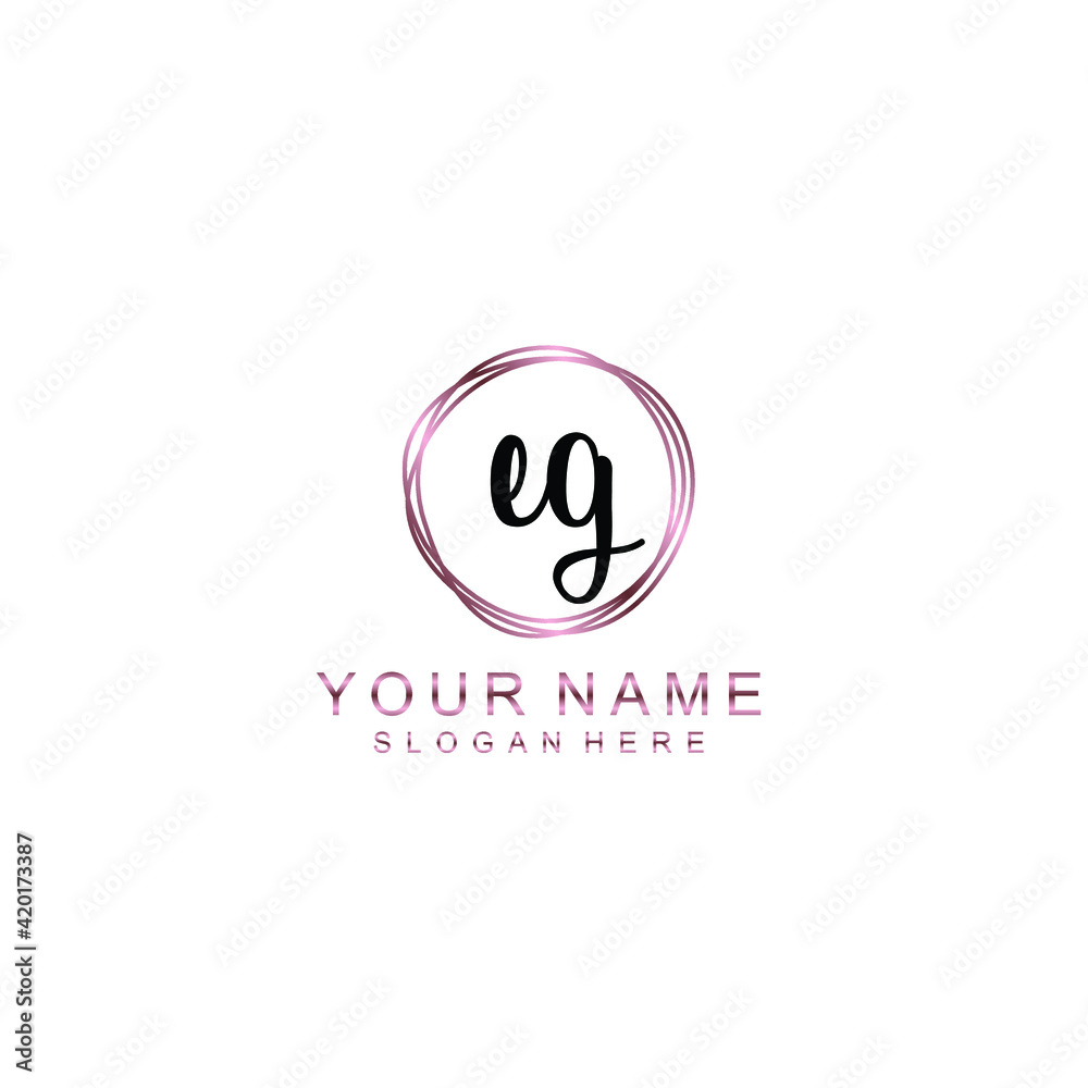 EG beautiful Initial handwriting logo template