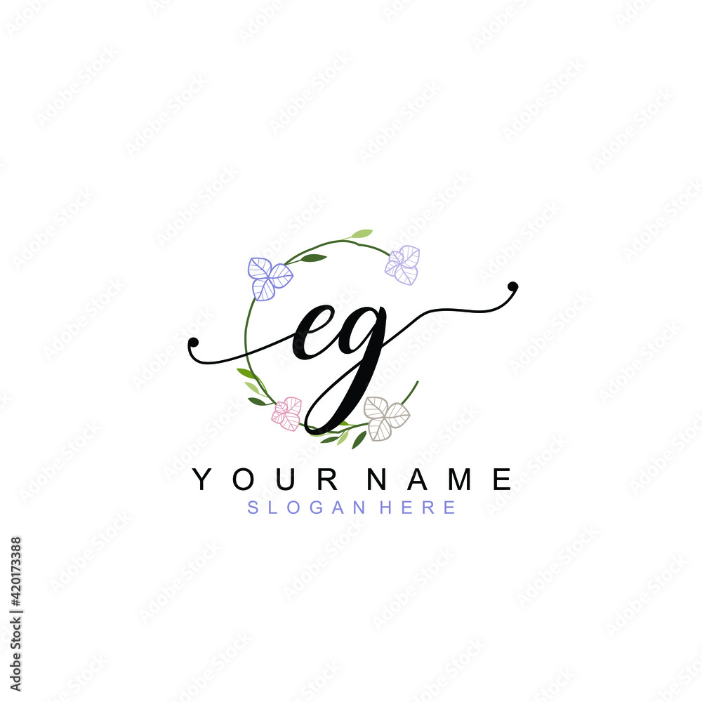 EG beautiful Initial handwriting logo template EG beautiful Initial handwriting logo template