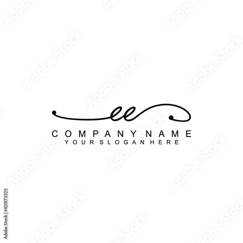 EE beautiful Initial handwriting logo template