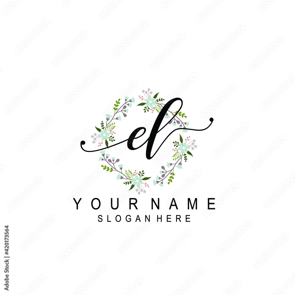 EL beautiful Initial handwriting logo template EL beautiful Initial handwriting logo template