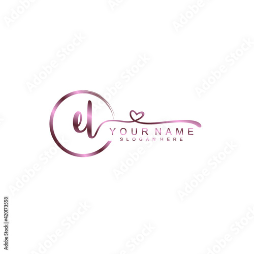 EL beautiful Initial handwriting logo template