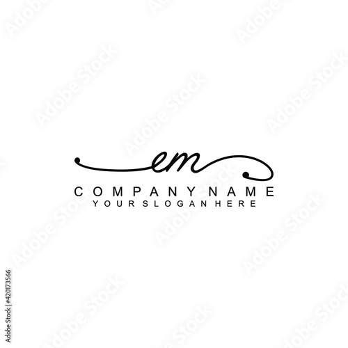 EM beautiful Initial handwriting logo template