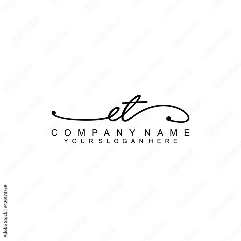 ET beautiful Initial handwriting logo template ET beautiful Initial handwriting logo template