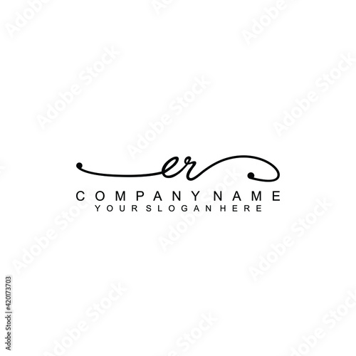 ER beautiful Initial handwriting logo template