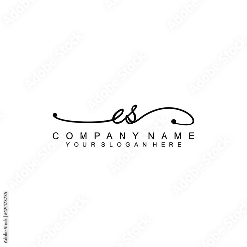 ES beautiful Initial handwriting logo template