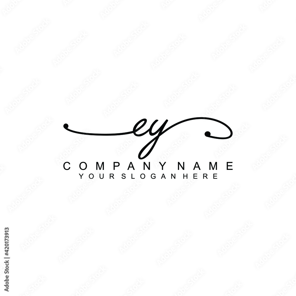 EY beautiful Initial handwriting logo template EY beautiful Initial handwriting logo template
