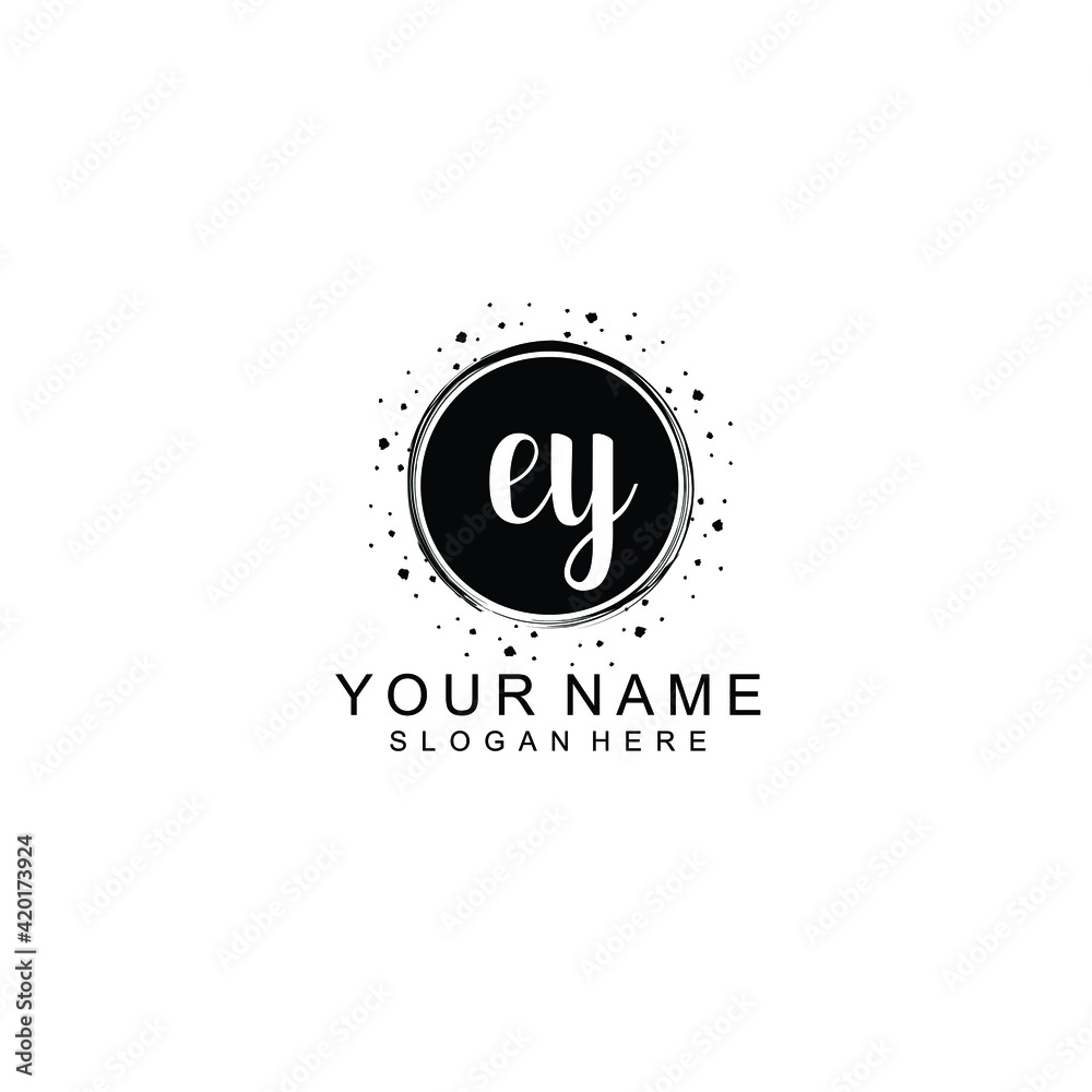 EY beautiful Initial handwriting logo template EY beautiful Initial handwriting logo template